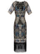 SCHWARZ 1920ER HALBE ÄRMEL PAILLETTEN FRANSEN KLEID