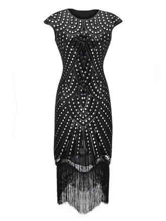 SCHWARZ 1920ER FRANSEN GATSBY FLAPPER KLEID