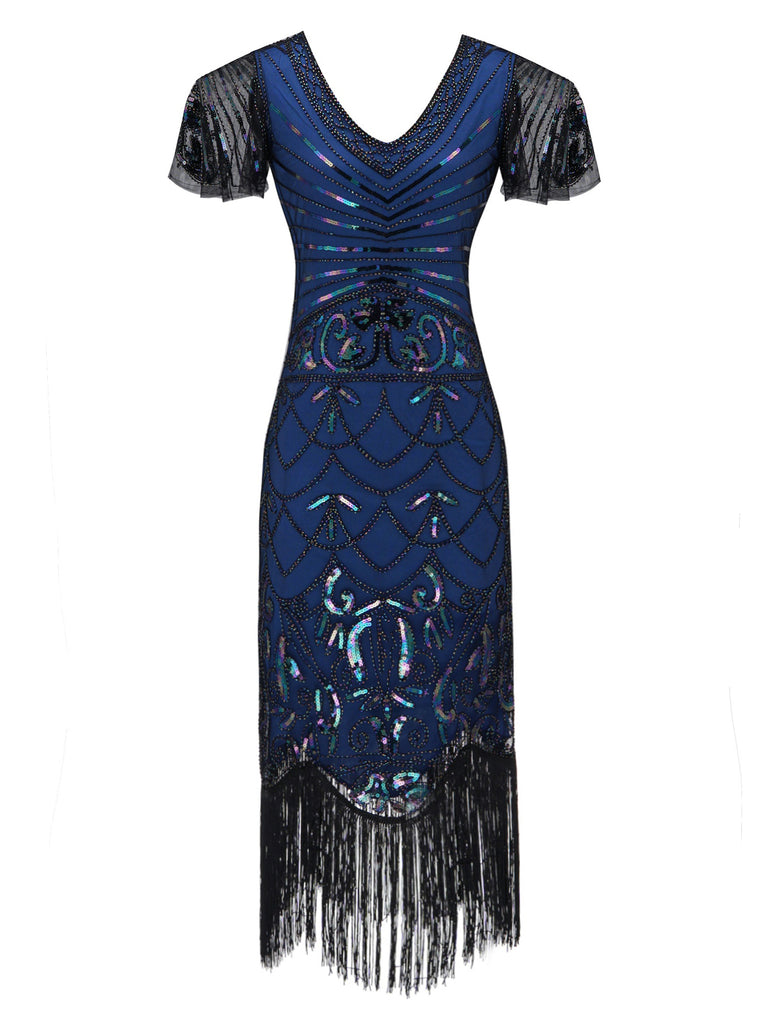SCHWARZ 1920ER VINTAGE FRANSEN FLAPPER KLEID
