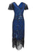 BLAU 1920ER VINTAGE FRANSEN FLAPPER KLEID