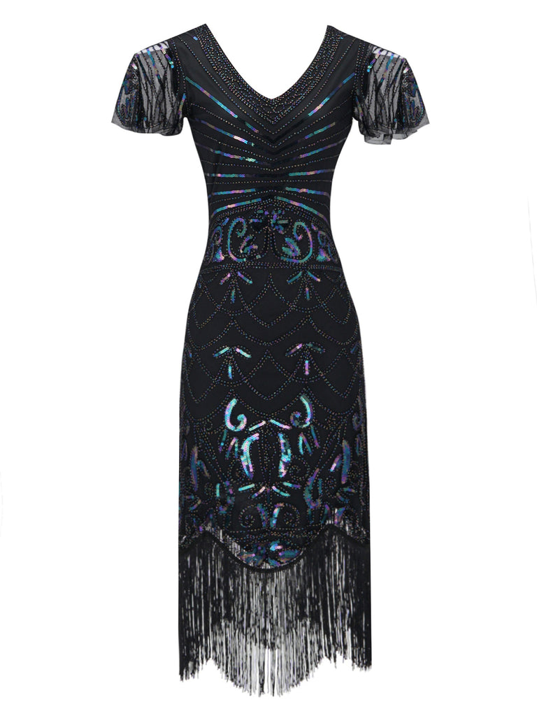 SCHWARZ 1920ER VINTAGE FRANSEN FLAPPER KLEID