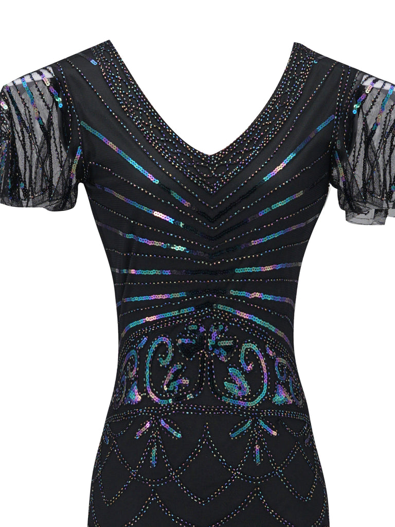 BLAU 1920ER VINTAGE FRANSEN FLAPPER KLEID