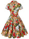 1950ER BLUMEN KURZARM SWING BLUSE KLEID