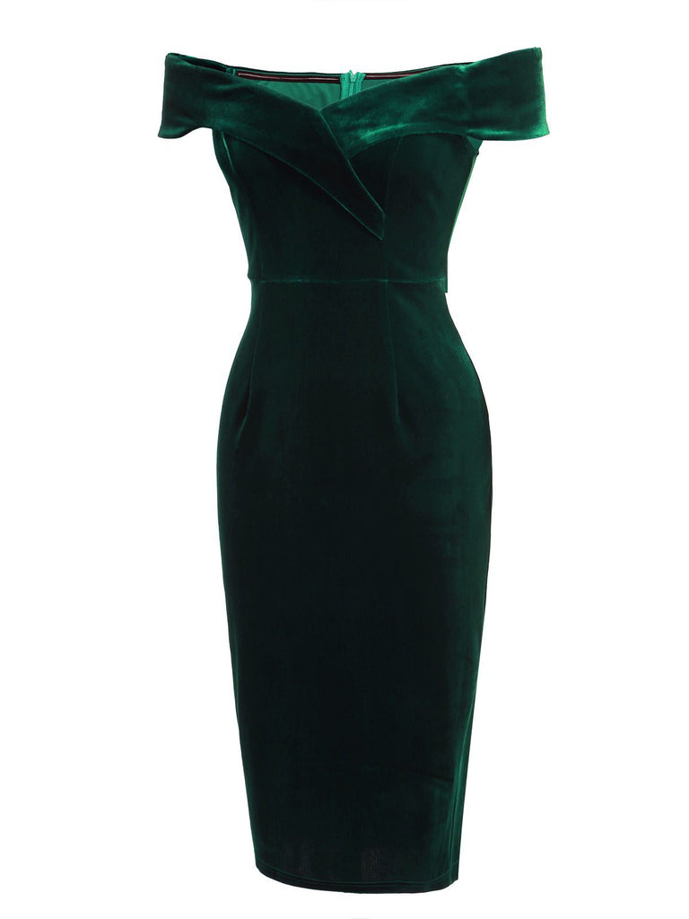 WEINROT SCHULTERFREI PENCIL KLEID