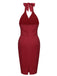 ROT VINTAGE NECKHOLDER BOW PENCIL KLEID