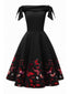1950ER VINTAGE SCHULTERFREI SCHMETTERLING KLEID