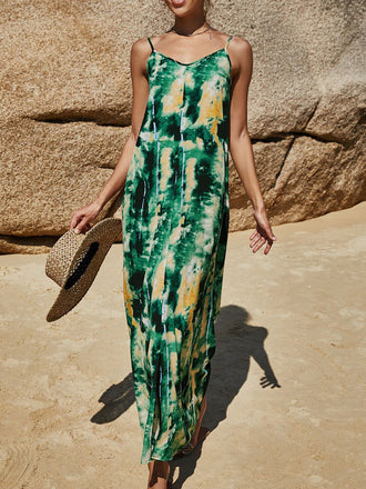 GRÜN SPAGHETTI VINTAGE KLEID