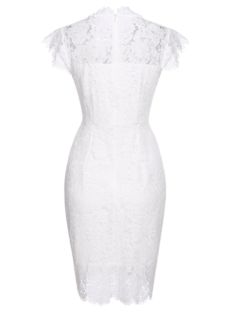 [CZ Lager] 1960er Blumen Spitze Einfarbig Bleistift Kleid