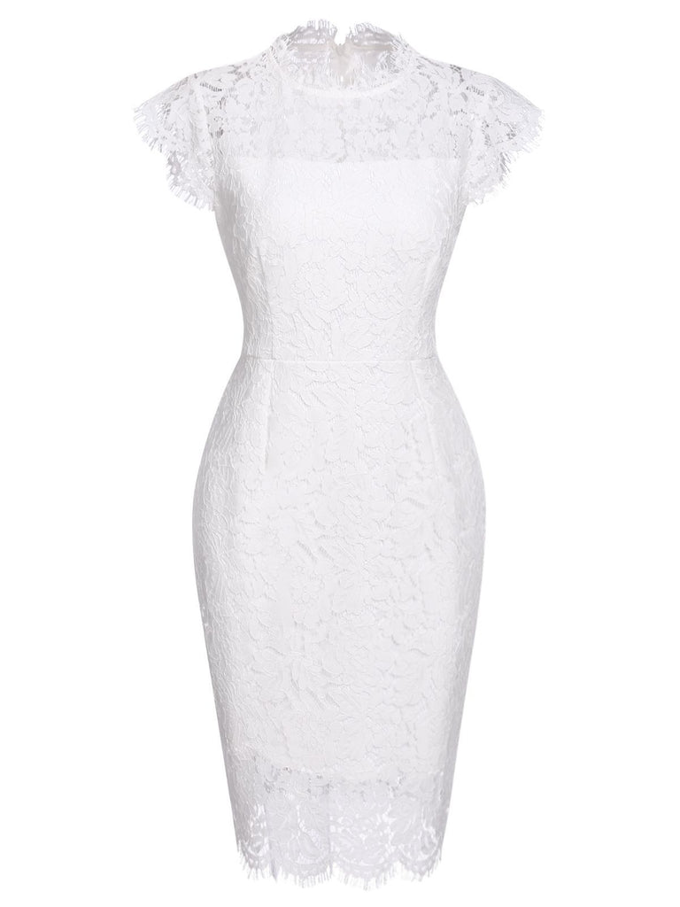[CZ Lager] 1960er Blumen Spitze Einfarbig Bleistift Kleid
