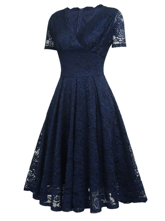 1950ER V-AUSSCHNITT SPITZEN SWING KLEID