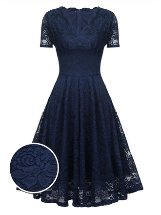 1950ER V-AUSSCHNITT SPITZEN SWING KLEID