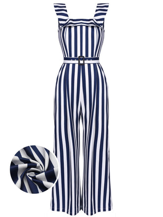1950ER BLAU STRIPED JUMPSUIT