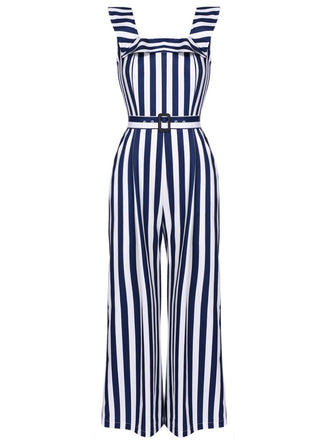 1950ER BLAU STRIPED JUMPSUIT