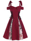 ROT SPAGHETTI SWING KLEID MIT SPINNENNETZ