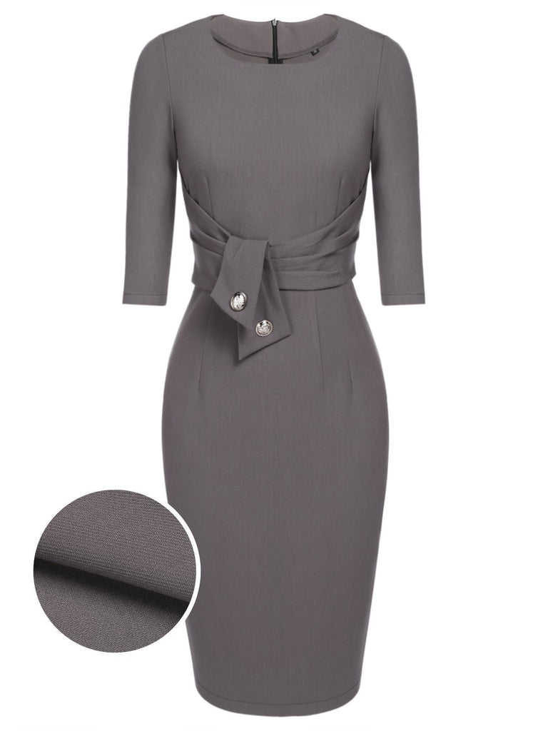 1960ER VINTAGE GRAU PENCIL KLEID