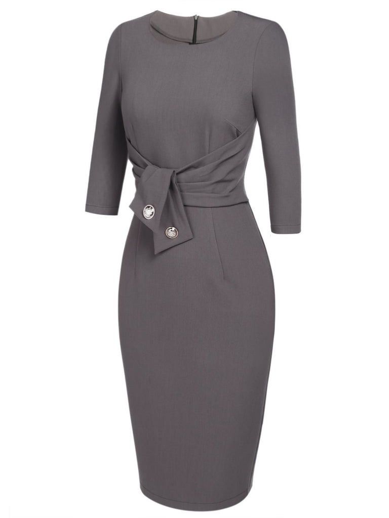 1960ER VINTAGE GRAU PENCIL KLEID