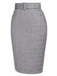 GRAUER PLAID ROCK MIT GÜRTEL