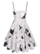 Weiß 1950er Halloween Fledermaus Kap Swing Kleid