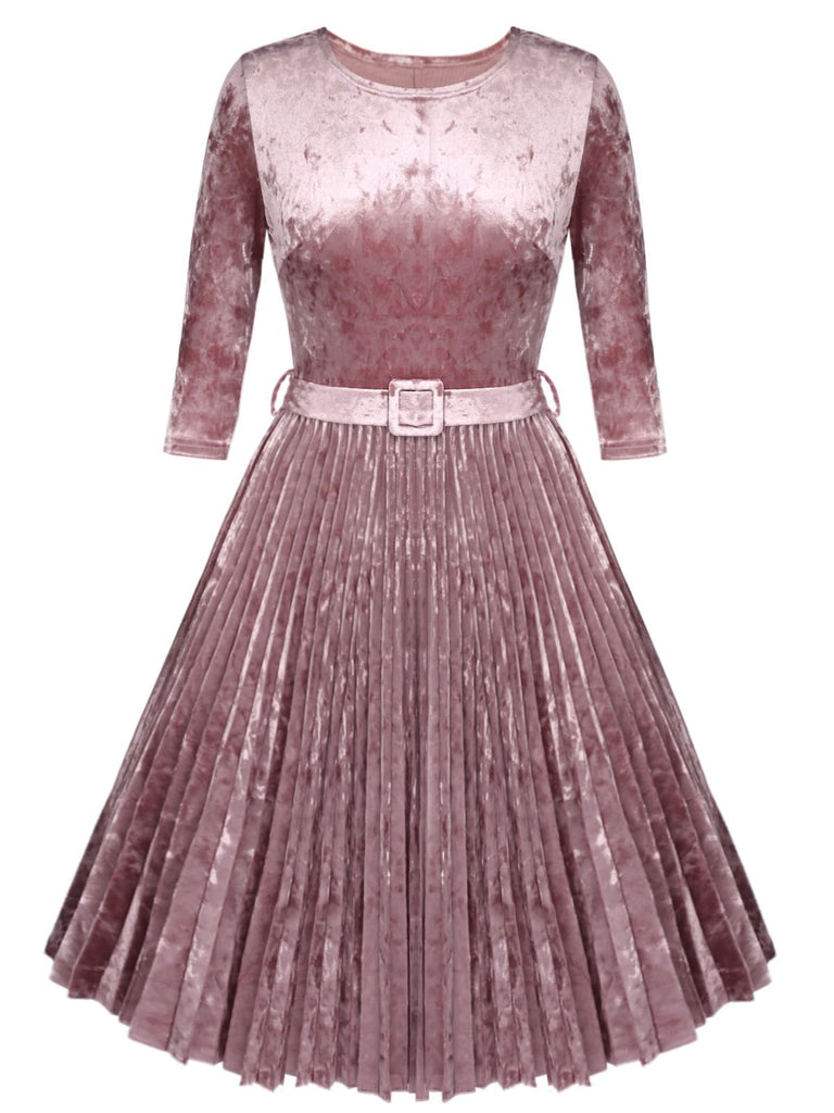 ROSA LANG ÄRMEL SWING SAMTKLEID