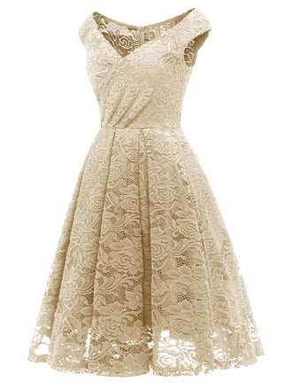 1950ER BLUMEN V-AUSSCHNITT SPITEN SWINGKLEID