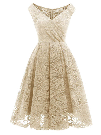1950ER BLUMEN V-AUSSCHNITT SPITEN SWINGKLEID