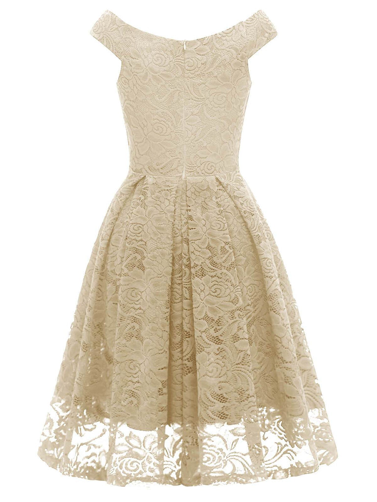 1950ER BLUMEN V-AUSSCHNITT SPITEN SWINGKLEID