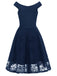 1950ER BLUMEN V-AUSSCHNITT SPITEN SWINGKLEID