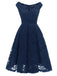 1950ER BLUMEN V-AUSSCHNITT SPITEN SWINGKLEID