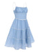 Himmelblau 1950er Tupfen Trägern Swing Kleid