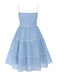 Himmelblau 1950er Tupfen Trägern Swing Kleid