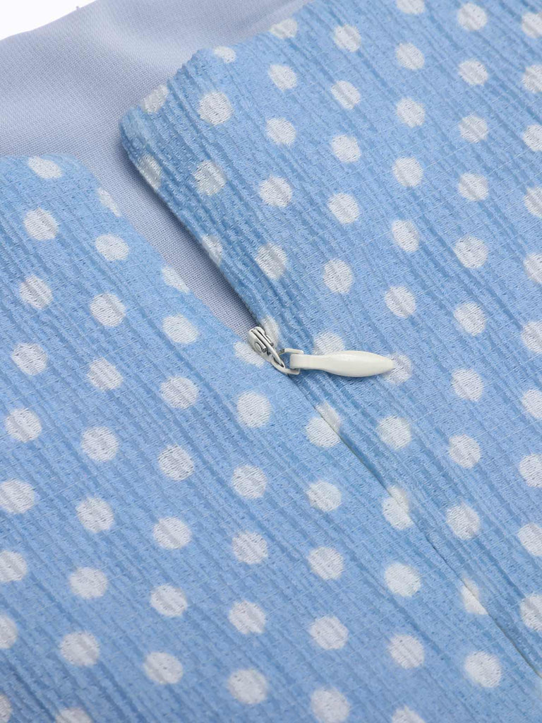 Himmelblau 1950er Tupfen Trägern Swing Kleid