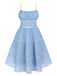 Himmelblau 1950er Tupfen Trägern Swing Kleid