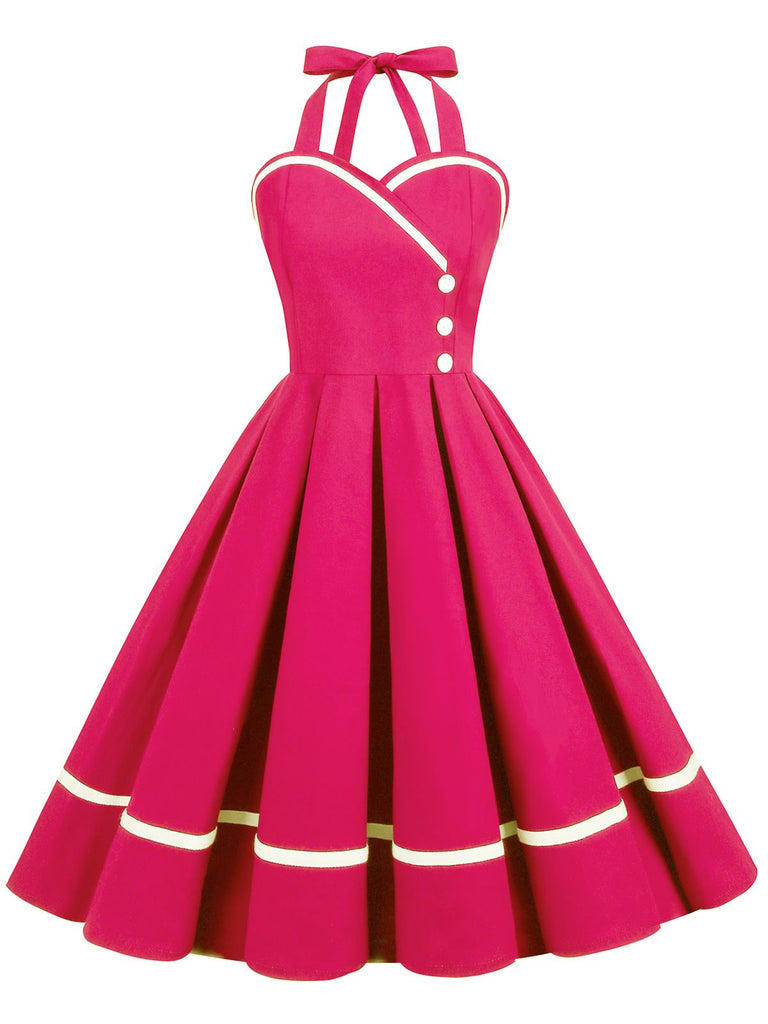 1950ER SOLIDES HALBKRAGENAUSSCHNITT SWING KLEID