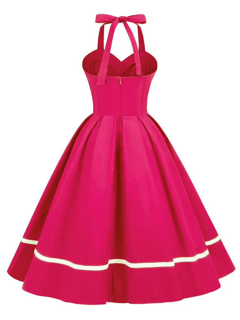 1950ER SOLIDES HALBKRAGENAUSSCHNITT SWING KLEID