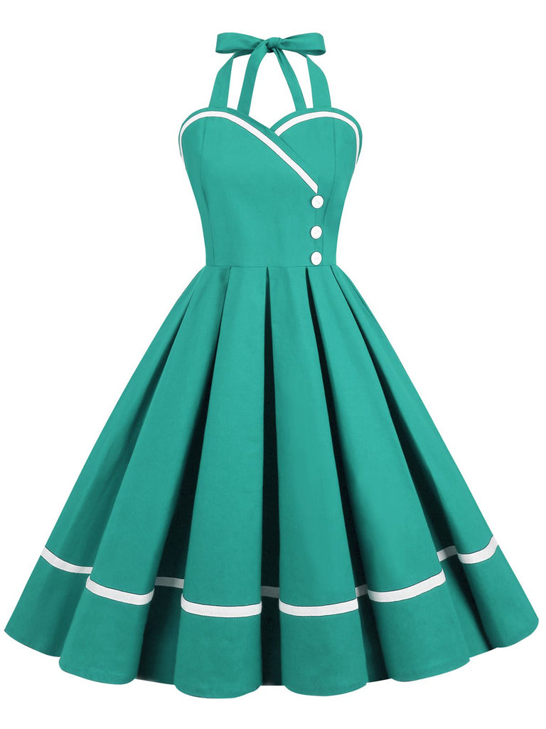 1950ER SOLIDES HALBKRAGENAUSSCHNITT SWING KLEID