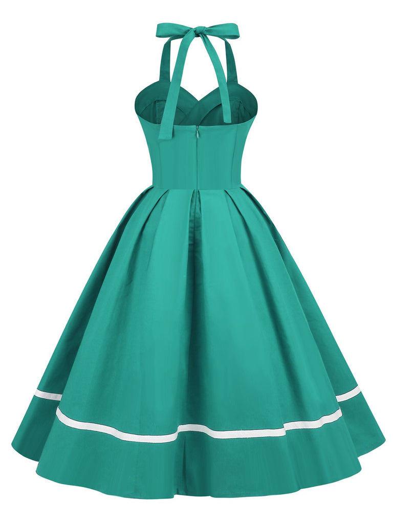 1950ER SOLIDES HALBKRAGENAUSSCHNITT SWING KLEID