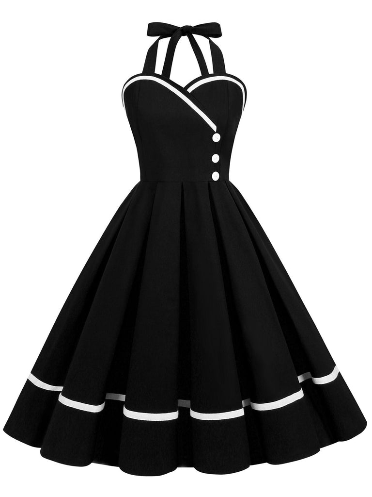 1950ER SOLIDES HALBKRAGENAUSSCHNITT SWING KLEID