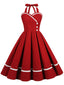 1950ER SOLIDES HALBKRAGENAUSSCHNITT SWING KLEID