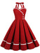 1950ER SOLIDES HALBKRAGENAUSSCHNITT SWING KLEID