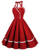 1950ER SOLIDES HALBKRAGENAUSSCHNITT SWING KLEID