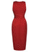 1960ER ROTE PUNKTE BLEISTIFTKLEID MIT V-AUSSCHNITT