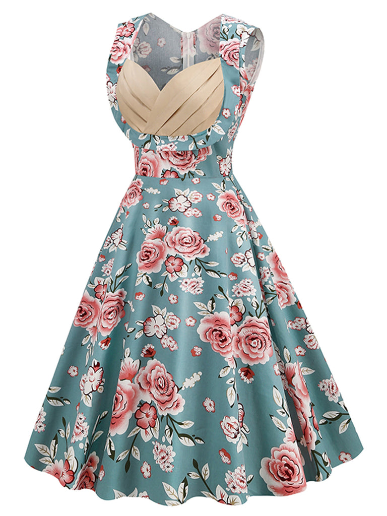 1950ER BLUMEN PATCHWORK SWING KLEID