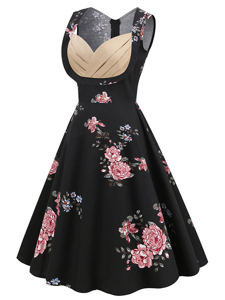1950ER BLUMEN PATCHWORK SWING KLEID