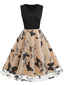 1950ER PATCHWORK STICKEREI Schmetterlings SWING KLEID