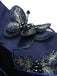 1960er Blaues 3D-Schmetterlingssamt Bleistiftkleid