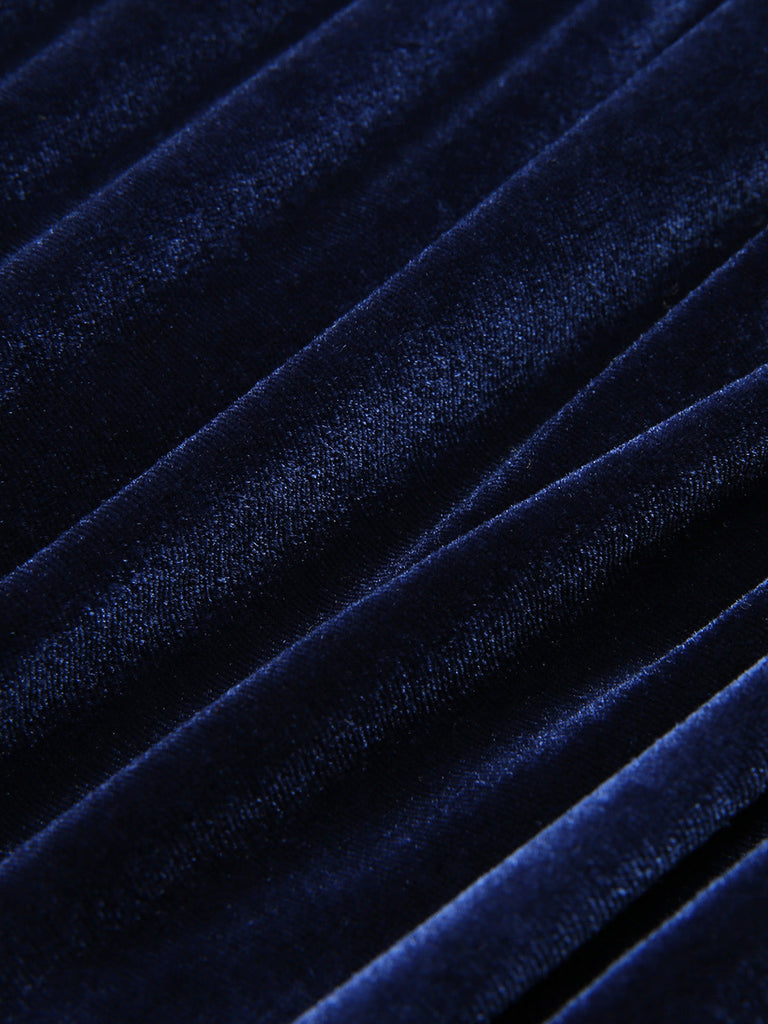 1960er Blaues 3D-Schmetterlingssamt Bleistiftkleid
