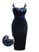 1960er Blaues 3D-Schmetterlingssamt Bleistiftkleid