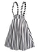 2PCS 1950er Beetlejuice Kostüm Schwarz Rüschenärmel Bluse & Streifen Straps Rock