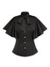 2PCS 1950er Beetlejuice Kostüm Schwarz Rüschenärmel Bluse & Streifen Straps Rock
