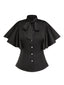 Schwarz 1950er Solide Rüschenärmel Bluse